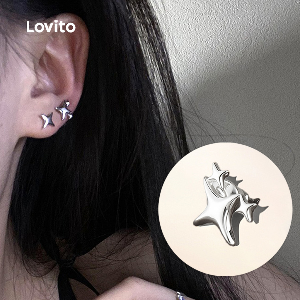 Lovito ต่างหูสไตล์ใหม่สุดเรียบหรู LFA105163