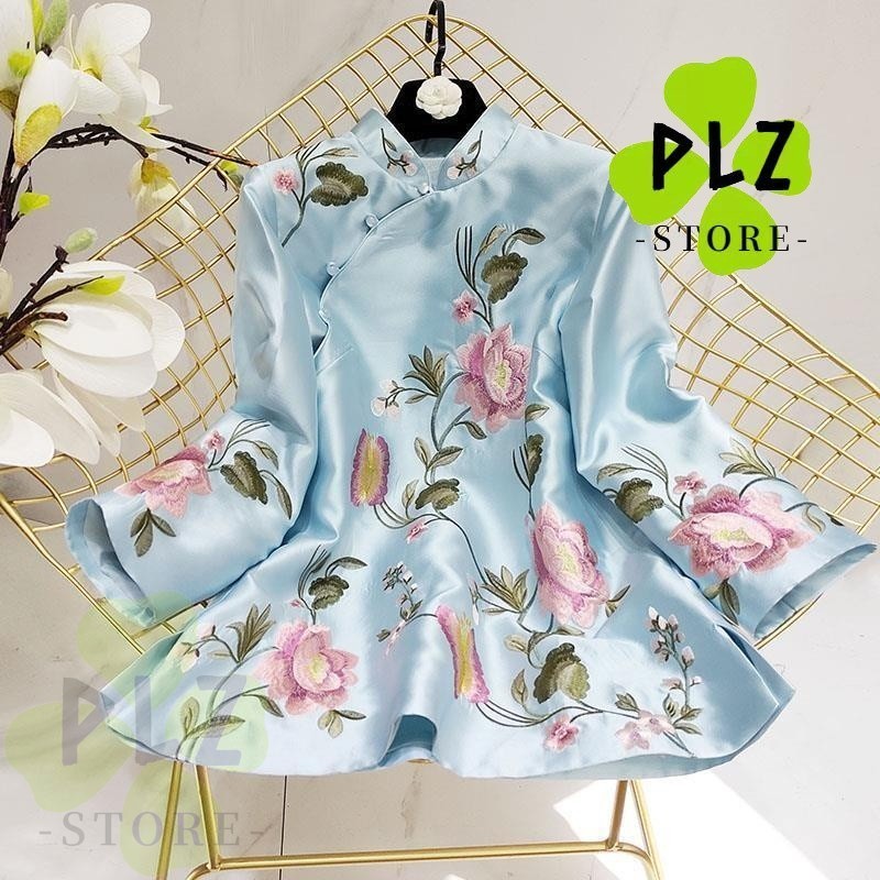 中国风 上衣 女 服 上衣 女 中式 top เสื้อผ้าปีใหม่ Hanfu เสื้อ Qipao TOP ปีใหม่ CNY Qipao Hanfu Cheongsam TOP เสื