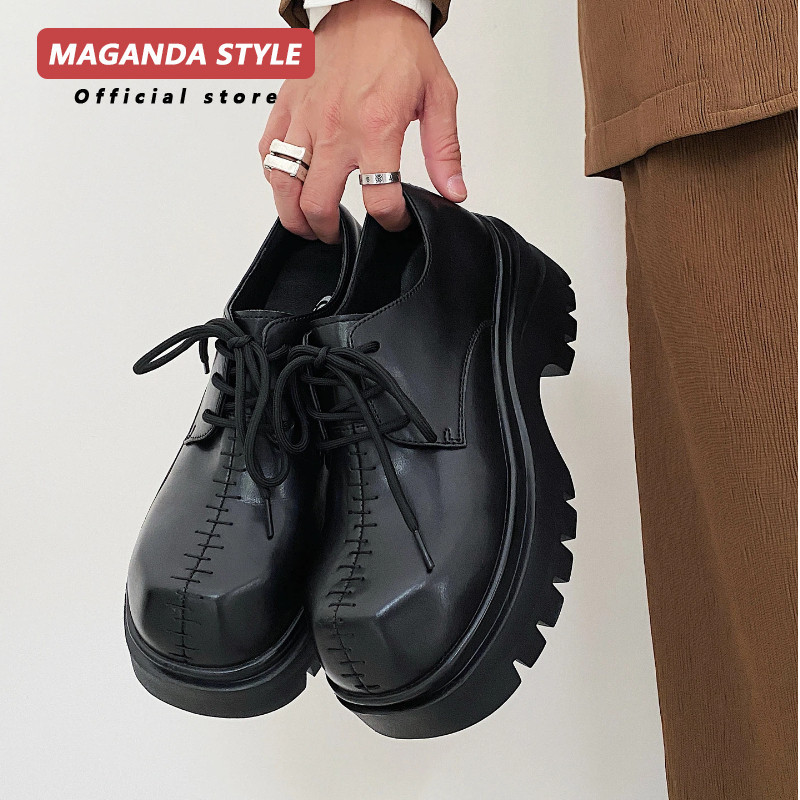Original Design 2025 สไตล์ใหม่น้ําหนักเบา 7 ซม.หนา Soled Derby รองเท้าผู้ชาย TOP Unique Seven สีดํา 