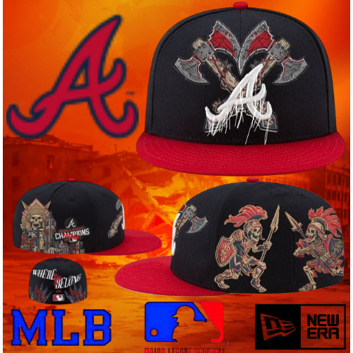 เอ็มแอลบี Atlanta Braves Black Red Brimed Cap เสมอต่อสู้ New/Era