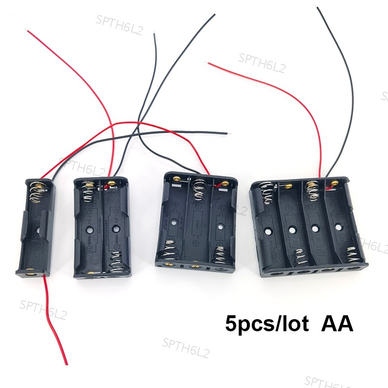 5pcs 1 2 3 4 ช่อง AA 2AA 3AA 4AA 1.5v 3v 4.5v 6v ขนาดแบตเตอรี่กล่องเก็บกล่อง 3Xaa 2xaaaaaa aa พร้อมต