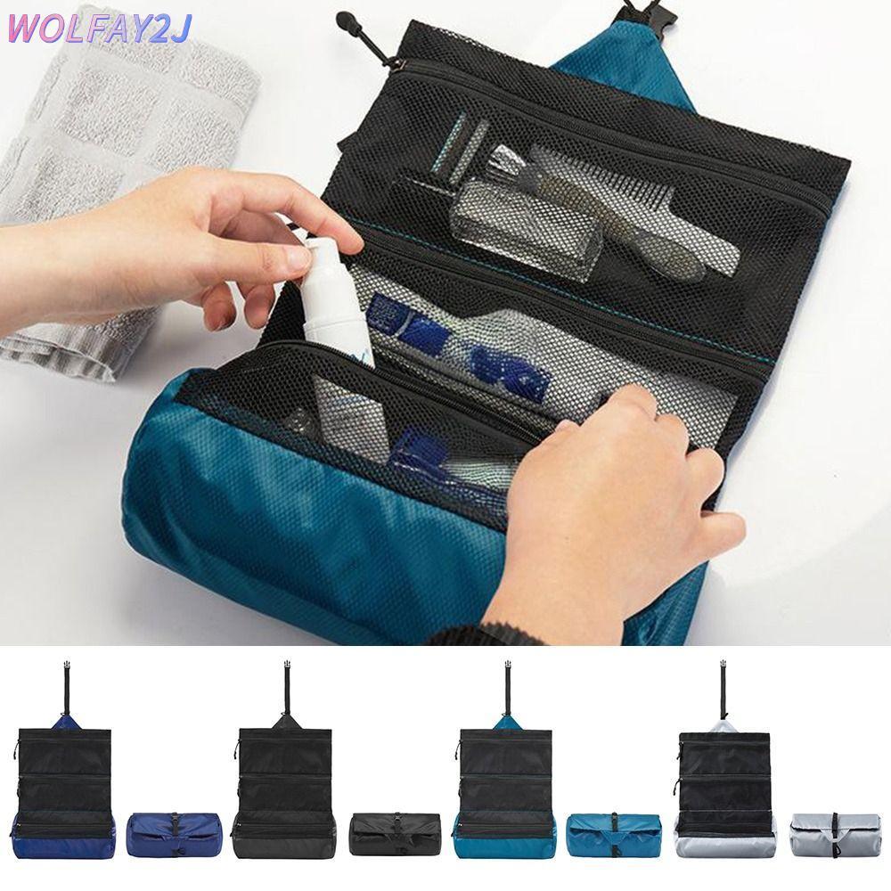 WOLFAY2J กระเป๋าใส่อุปกรณ์อาบน้ําแบบพับได้, ทริปธุรกิจความจุขนาดใหญ่, กระเป๋าล้างสําหรับเดินทางกันน้ําแบบพกพา
