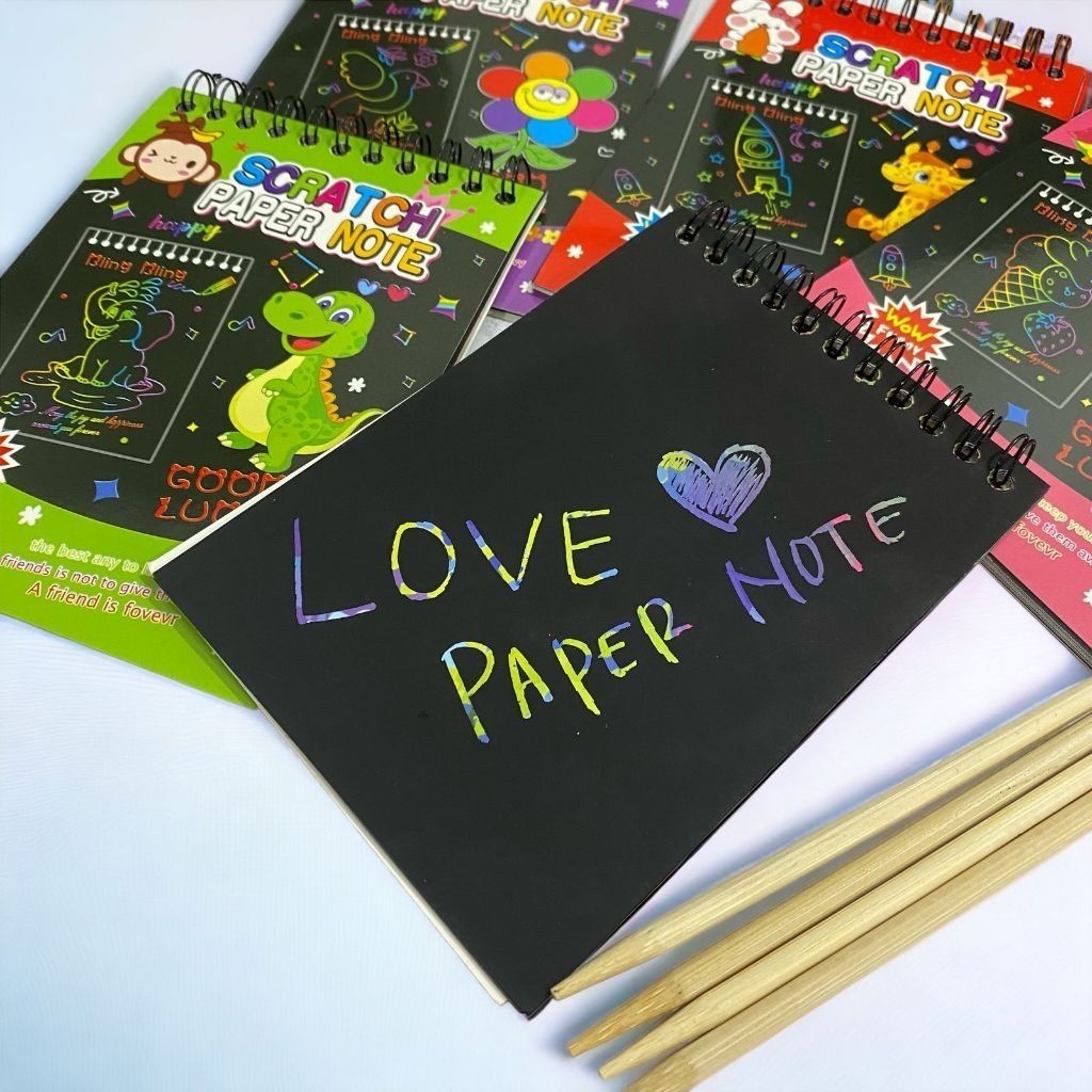 GBV สีสัน Sketch Book Scratch Book Graffiti กระดาษ Mini การเขียน Scratch วาด DIY Scratch กระดาษหมายเ