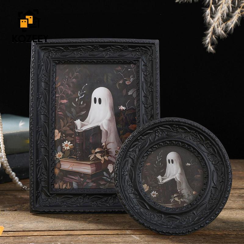 KOZEY กรอบรูปดีไซน์วินเทจ, กรอบรูปเรซินหรูหราพร้อมลายนูน, ติดผนังหรือตั้งโต๊ะ, ตกแต่งบ้านสําหรับห้องนั่งเล่น, ห้องนอน, สํานักงาน, H