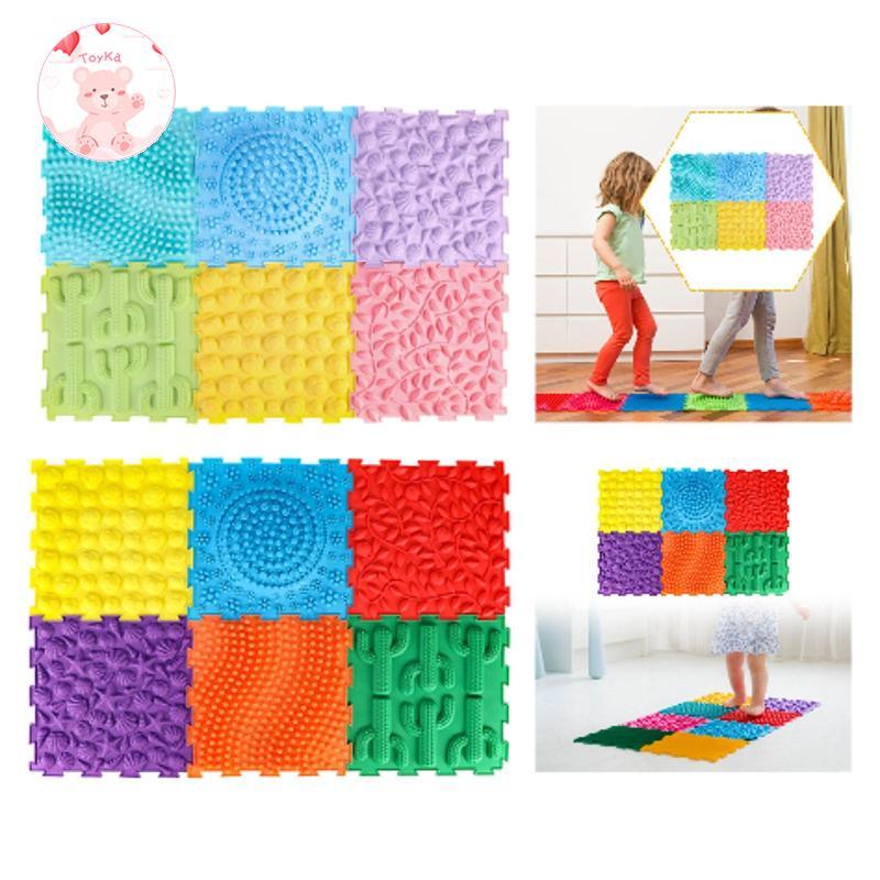 [Whbadguy] 6 ชิ้น Sensory Puzzle Play Mat นวด TPE Modular Interlocking Mats พื้นผิว Encouraging แก้ป