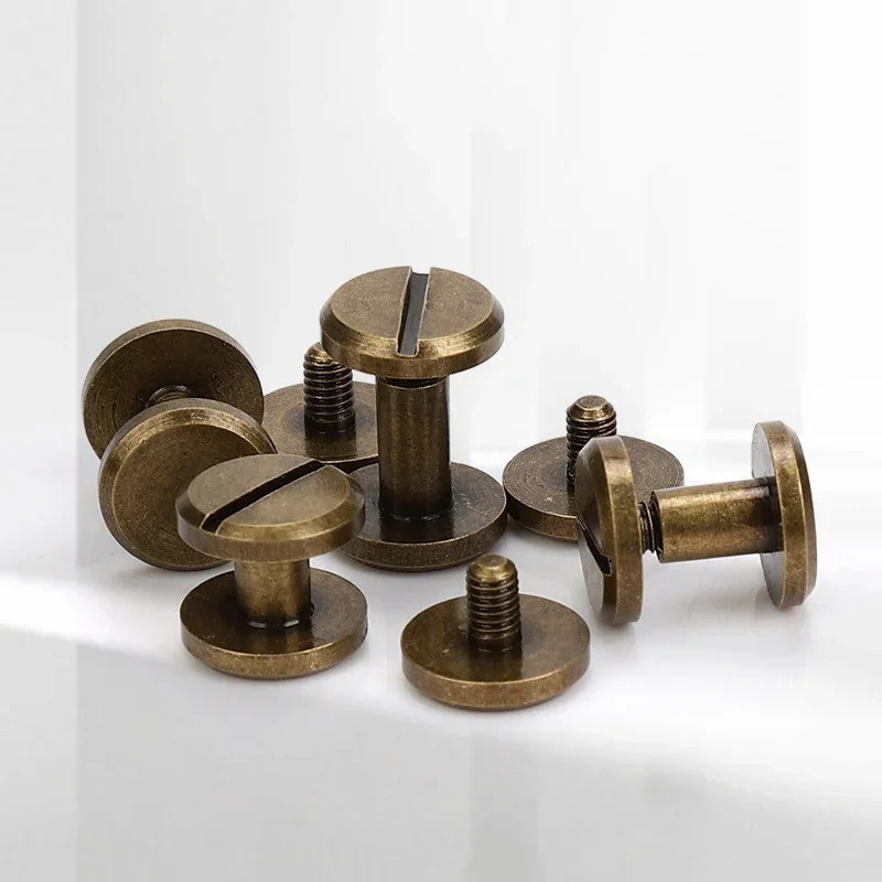 10sets Solid Brass Binding Chicago Screws Belt Screw Stud Rivets for Photo Album Leather Craft Belt 