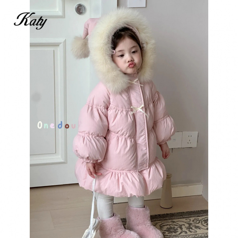 เสื้อผ้าฝ้ายหนานุ่มสำหรับเด็กหญิง แบบฉบับเจ้าหญิง สไตล์ฤดูหนาว สวมใส่สบาย ไม่อึดอัดเสื้อผ้าเด็กผู้หญิง