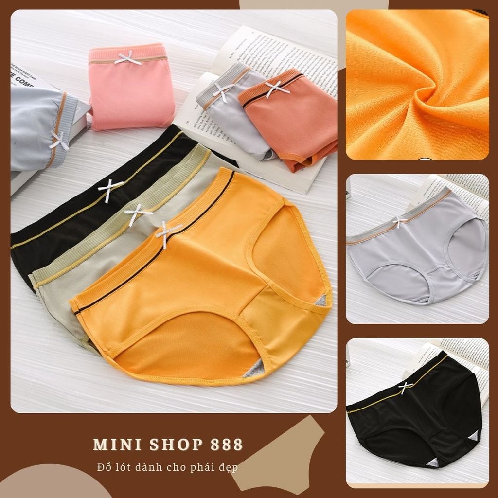 Mini shop 888 ชุดชั้นในสตรีเนื้อนุ่ม เย็นสบาย Mid-Rise พร้อมโบว์ CS016