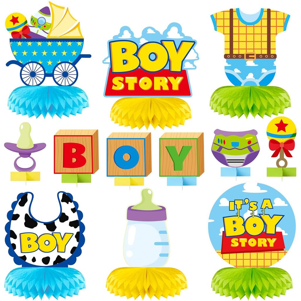 Boy Story Honeycomb Centerpieces - 12PCS Boy Story Baby Shower Party Honeycomb Centerpieces Baby Boy