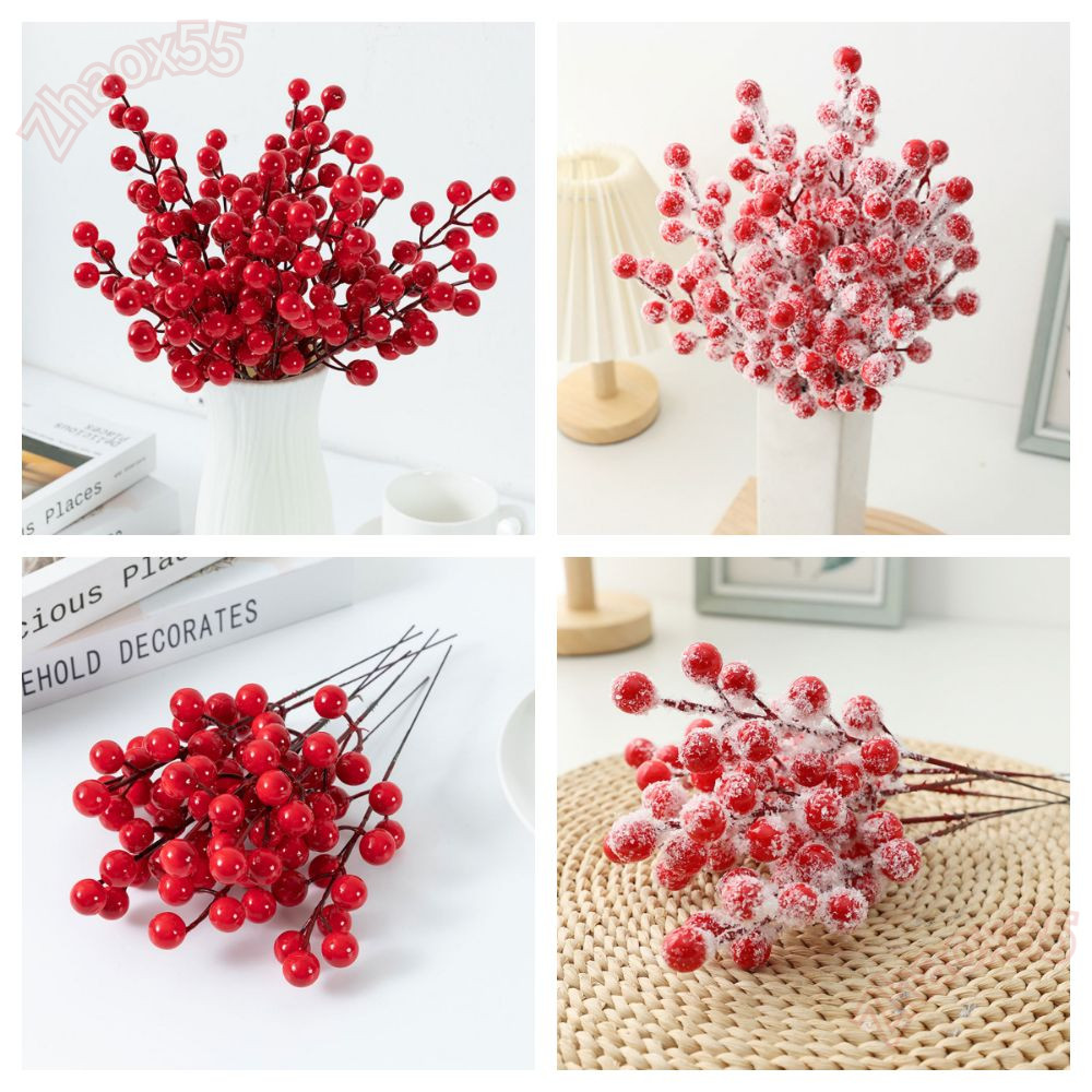 ZHAOX 10PCS Christmas Berry สาขา, DIY อุปกรณ์เสริมสีแดงสีแดง Berries สาขา, แพคเกจตกแต่งบ้าน Party Su
