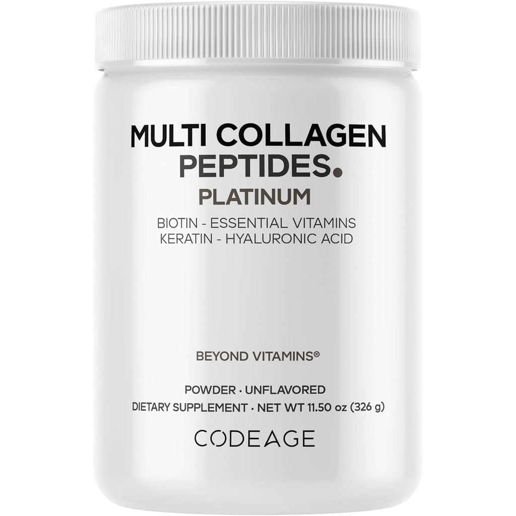 Codeage Multi Collagen for Women & Men Biotin 10000mcg Keratin, Protein Powder Vitamin C B6 D3, Acid