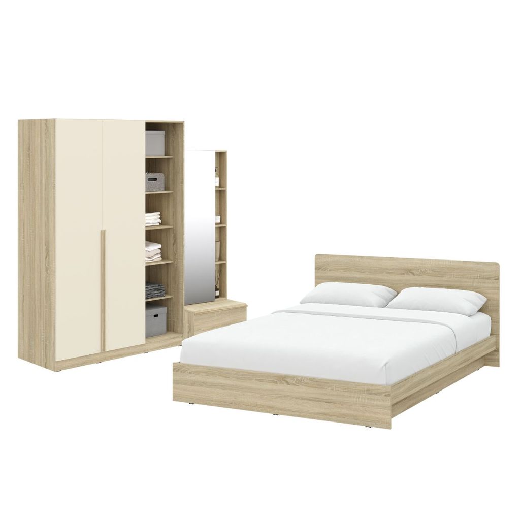 Koncept Furniture ชุดห้องนอน รุ่น Hannie ขนาด 5 ฟุต สีไม้อ่อน
