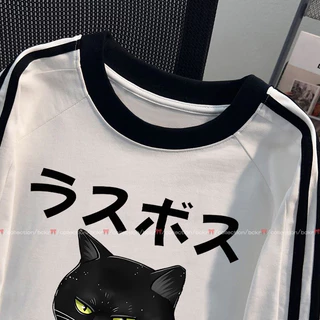 【พร้อมส่ง】🔥BCKR ลายสามแถบ ลายน้องแมวกาแฟ คอกลม เสื้อ😾oversize ผ้านุ่มสบาย เสื้อผญ เสื่อยืดYG1184