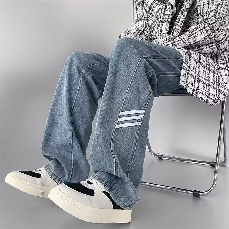 高款直筒牛仔裤男春秋款潮流式复古感裤子男宽松港风High Street Straight Jeans Mens Spring and Autumn Fashion Brand Stylerhszgjm