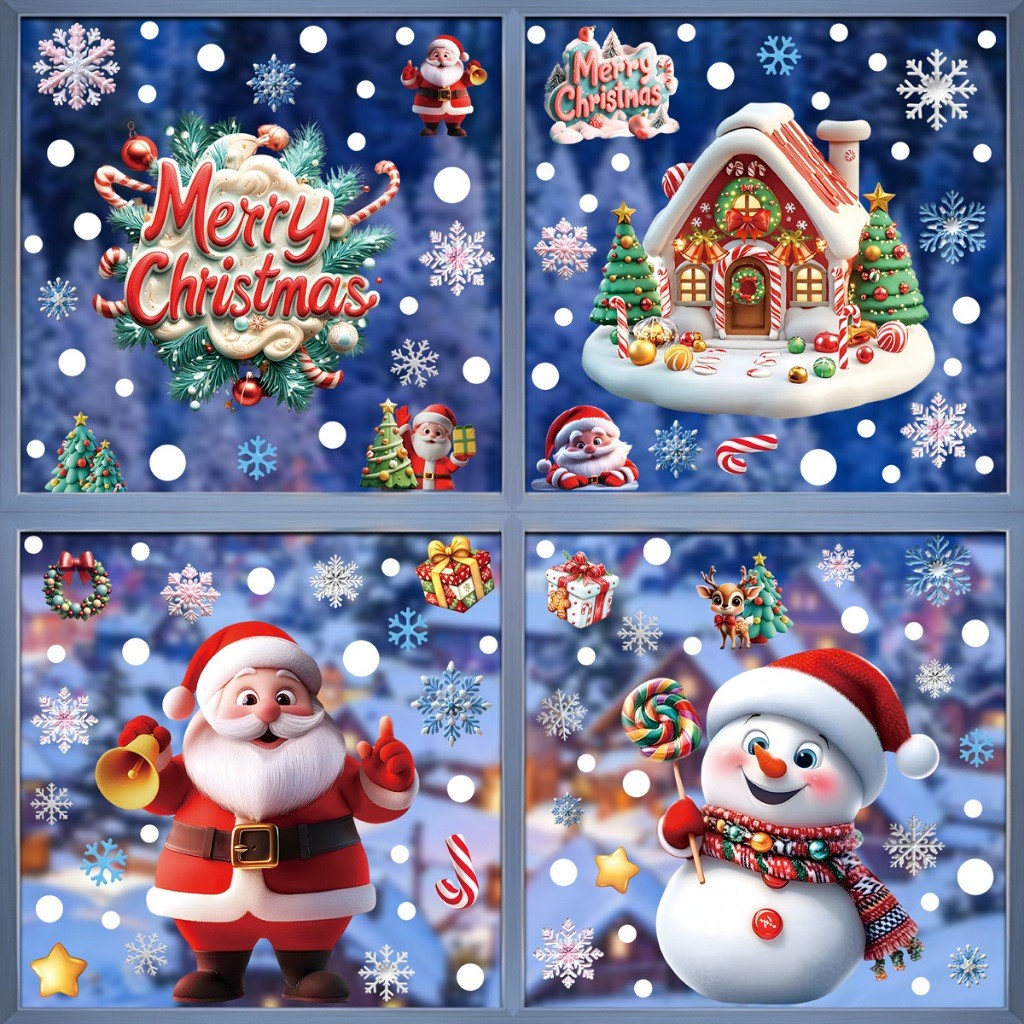 【กรุงเทพจัดส่งสินค้า】สติกเกอร์คริสต์มาส 2026 christmas PVC รูปแบบคริสต์มาส สติกเกอร์สีคริสมาสต์ สติ๊กเกอร์กันน้ำ