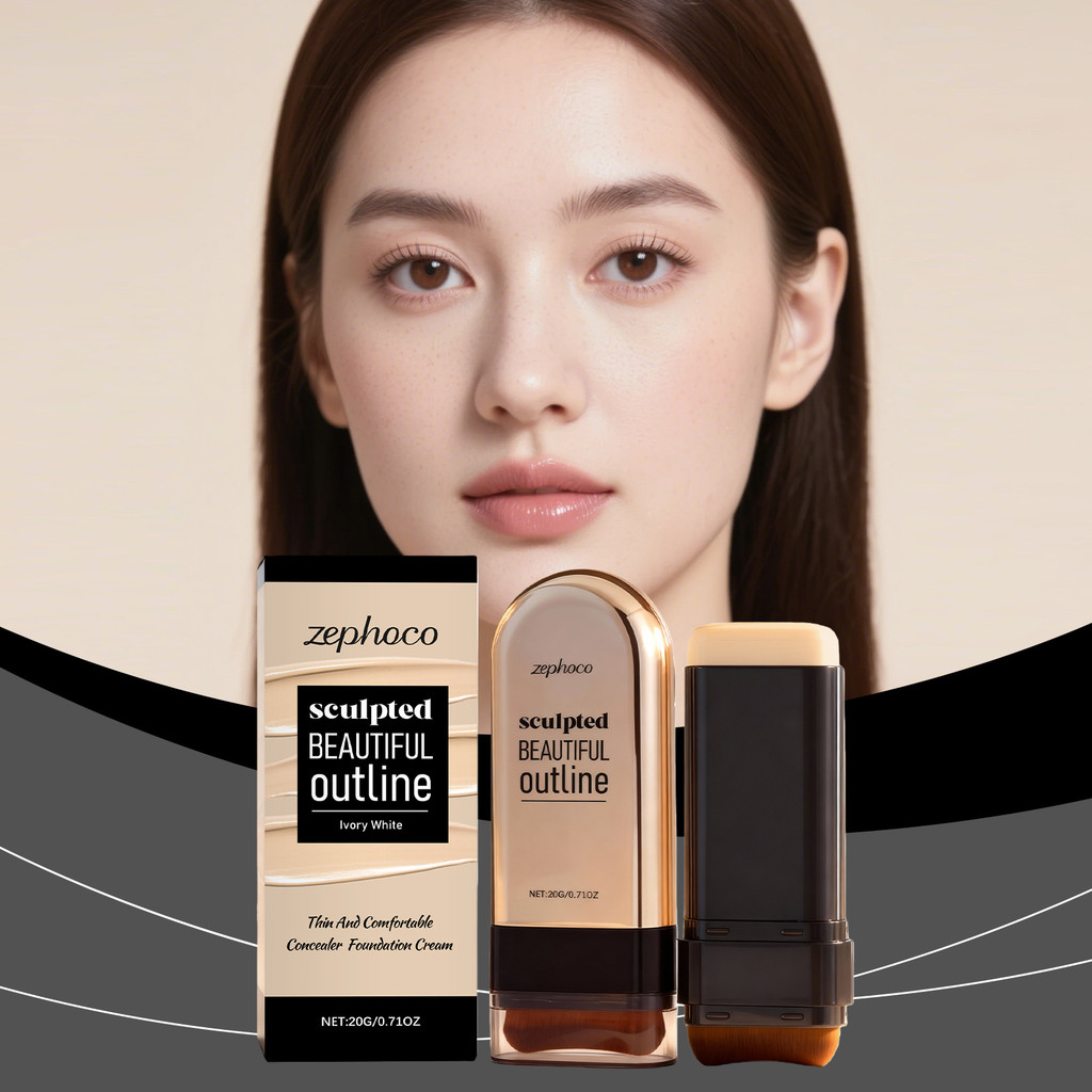 รองพื้นแบบ Dual Ended Stick, น้ําหนักเบากันน้ําและกันเหงื่อคอนซีลเลอร์ Contour Cream Full Coverage N