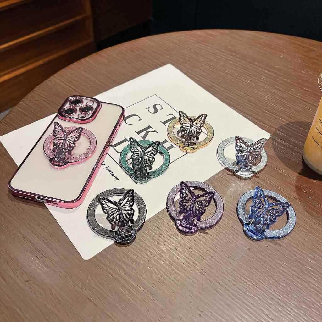 ใหม่ Creative Fun Glitter Flying Wings Magnetic Universal Phone Holder PC Case Sticker Lazy Holder S