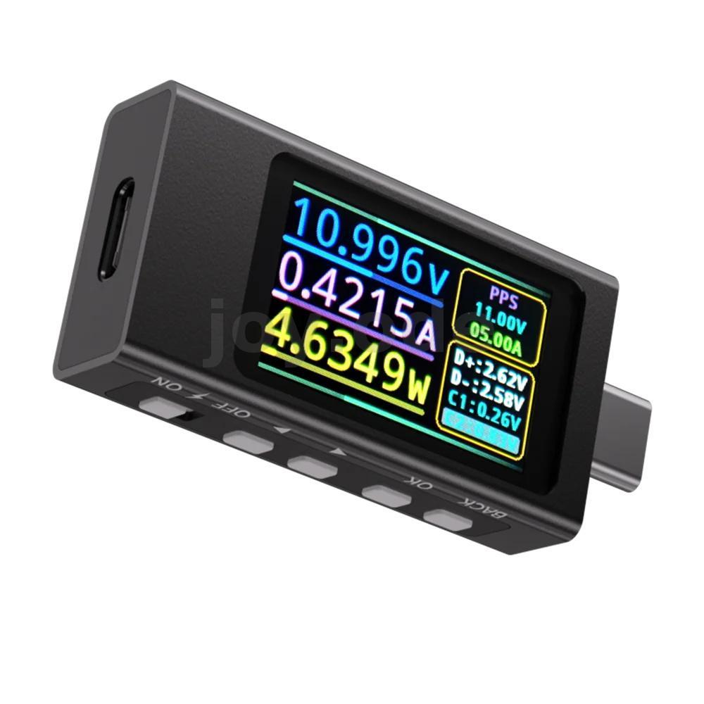 KWS-X1 Type-C เครื่องทดสอบแรงดันไฟฟ้า Current Detection Meter IPS จอแสดงผลดิจิตอลโวลต์มิเตอร์แอมป์มิ