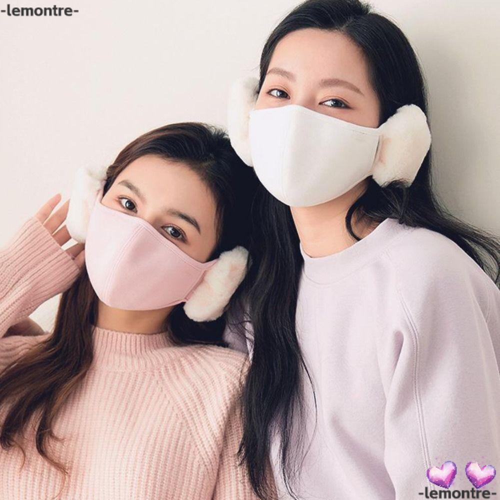 LEMONTRE ที่ปิดหูกันหนาวเย็น, Windproof Plush Cloud Warm, ฤดูหนาวหญิงขี่จักรยานกลางแจ้งอุ่นหู
