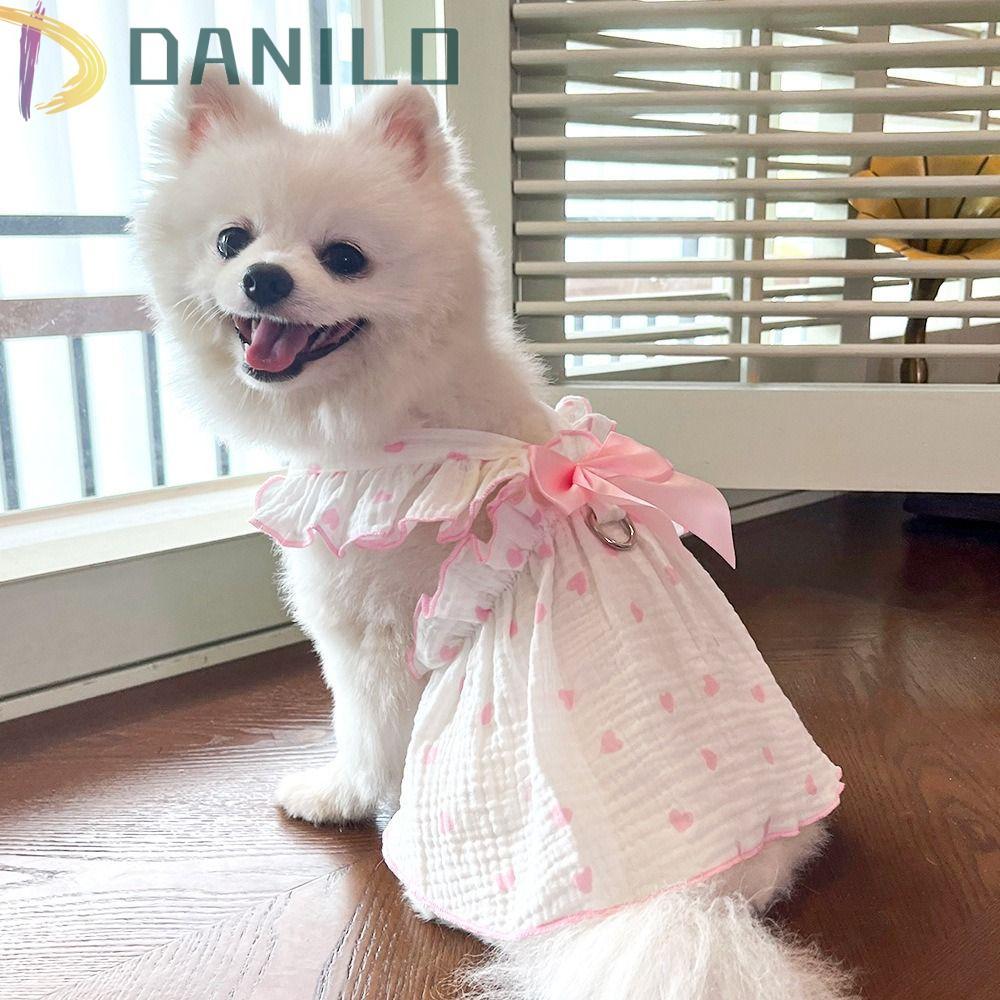 DANILO Puppy Dress, Soft Breathable Dog Cotton Dress, Yorkshire Big Bow Costume Cute Pet Dress Small
