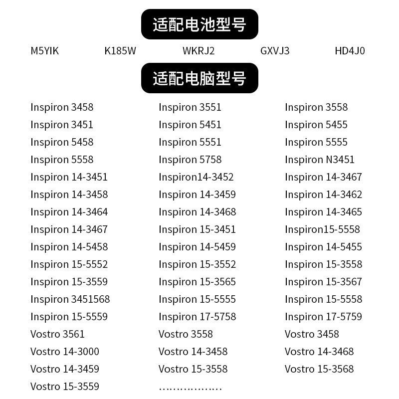 ขายตรงจากโรงงานเหมาะสําหรับ Dell M5Y1K 3458 3459 3558 5455 5458 5558 แบตเตอรี่ใหม่เอี่ยม