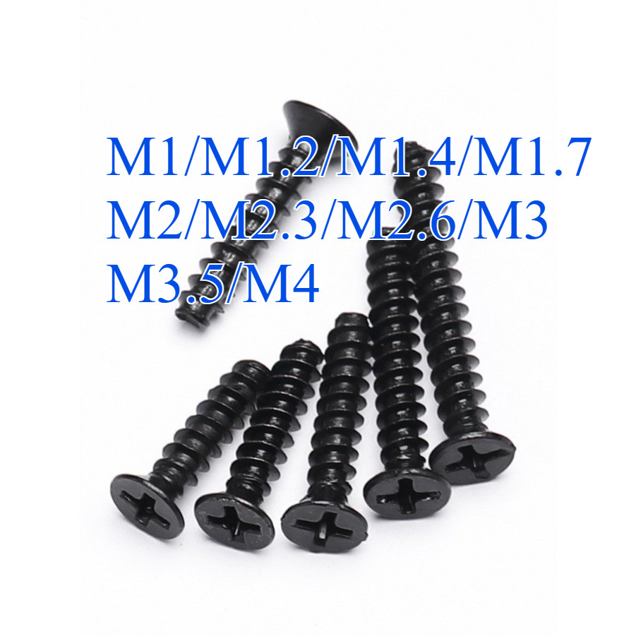 KB cross countersunk หัวหางแบน self-sting สกรูของเล่นเหล็กคาร์บอนสีดํา, สกรูไฟฟ้า M1-M4lgx-MB