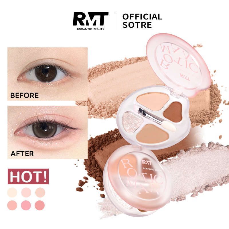 RMT Rose Romantic Beauty 4 สี Series Contouring Highlighter EyeshadowFour-Color Eyeshadow Palette