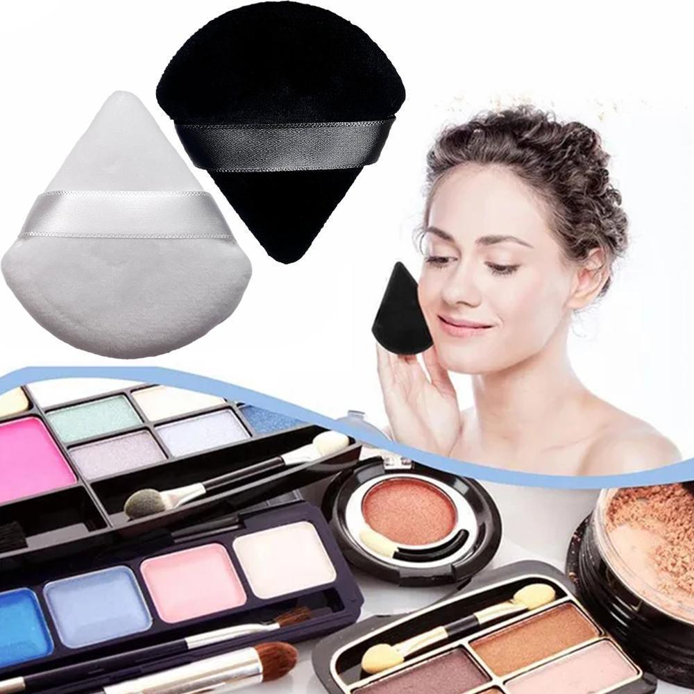 สามเหลี่ยมหลวมแป้งพัฟแต่งหน้าFlocking Face Powderแต่งหน้าพัดลมรูปพัฟฟองน้ําแป้งแห้งC0o0