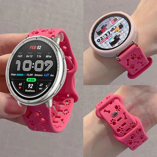 การ์ตูนน่ารักสุนัข paw Bone hollow สายซิลิโคนสําหรับ Amazfit 2 Square/Active 2/GTS 4Mini/GTS 4 3 2e 2Mini/Bip 3/Bip SU Pro Bip6 Bip5 unit bip3 เปลี่ยนสร้อยข้อมือ Band