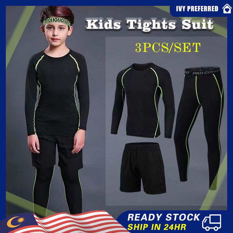 3pcs/set Kids Tight Sports Suit Chirdren Basketball Football Compression Sportswear Breathable and Q
