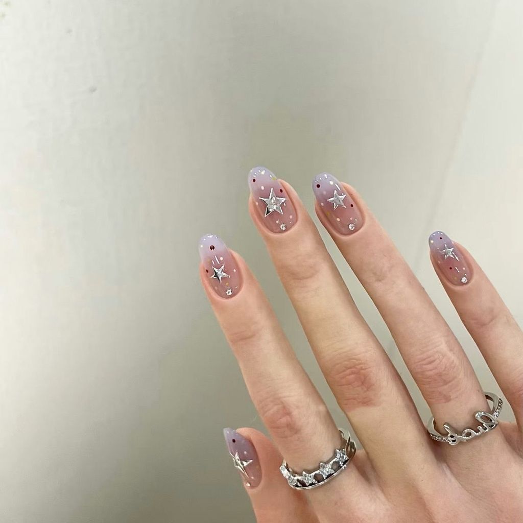 [Zixia Fairy] Pure Desire Hand-Weared Whitening Star Nails ins High-End Girl Student Gentle Temperam