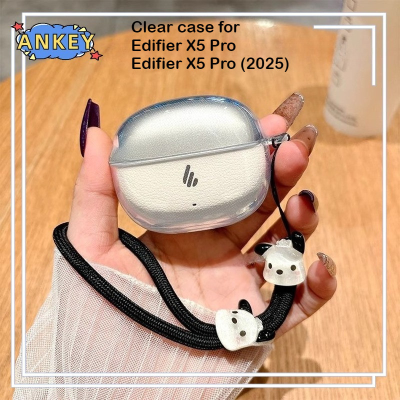 for Edifier X5 Pro (2025) Case Protective Transparent Clear TPU Covers Edifier X5 Pro Bluetooth Earphone Shell Headphone Portable with lanyard