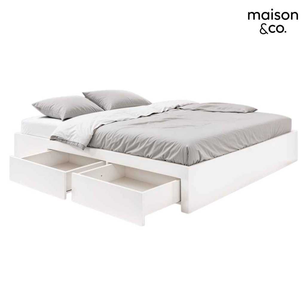 SB Design Square เตียง 2 ลิ้นชัก ขนาด 3.5 ฟุต รุ่น BASIC สีขาว (111x203x31 ซม.)  แบรนด์ MAISON&CO.
