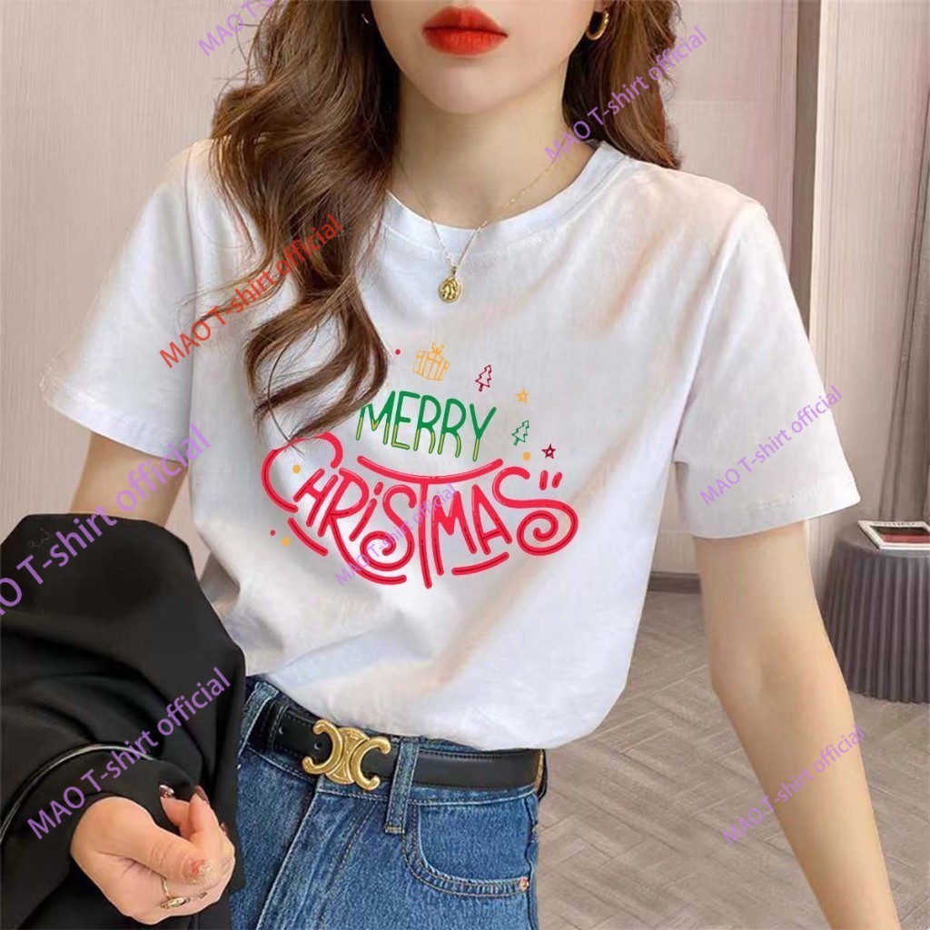 COD✅  เสื้อยืด คริสต์มาส Merry Christmas T-shirt ต้นคริสต์มาส พิมพ์ลาย  เสื้อครอบครัวคริสต์มาส เสื้อผ้าแฟชั่นผู้หญิง11 - รูปที่ 2