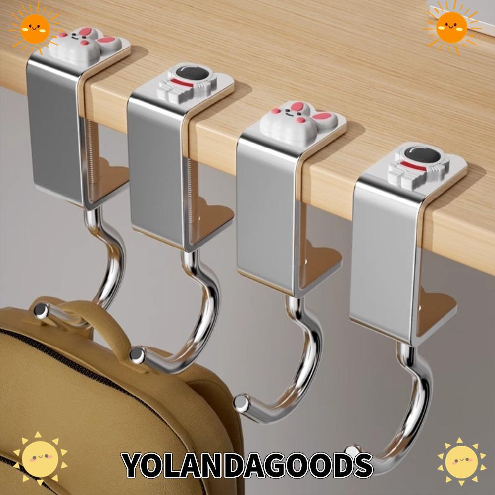 YOLANDAGOODS1 ตะขอกระเป๋านักเรียน, ตะขอด้านข้างโต๊ะแบบถอดได้ที่ทนทาน, ไม้แขวนเสื้อกระเป๋าเป้สะพายหลังแบบปรับได้แบบไม่ต้องเจาะแบบหมุนได้