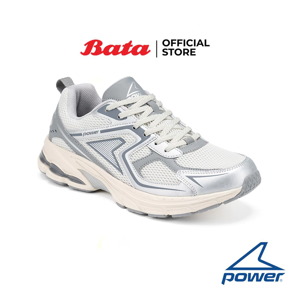 Bata บาจา Power รองเท้าผ้าใบสนีคเกอร์ แบบผูกเชือก สำหรับผู้ชาย รุ่น Viator สีเงิน 8282181