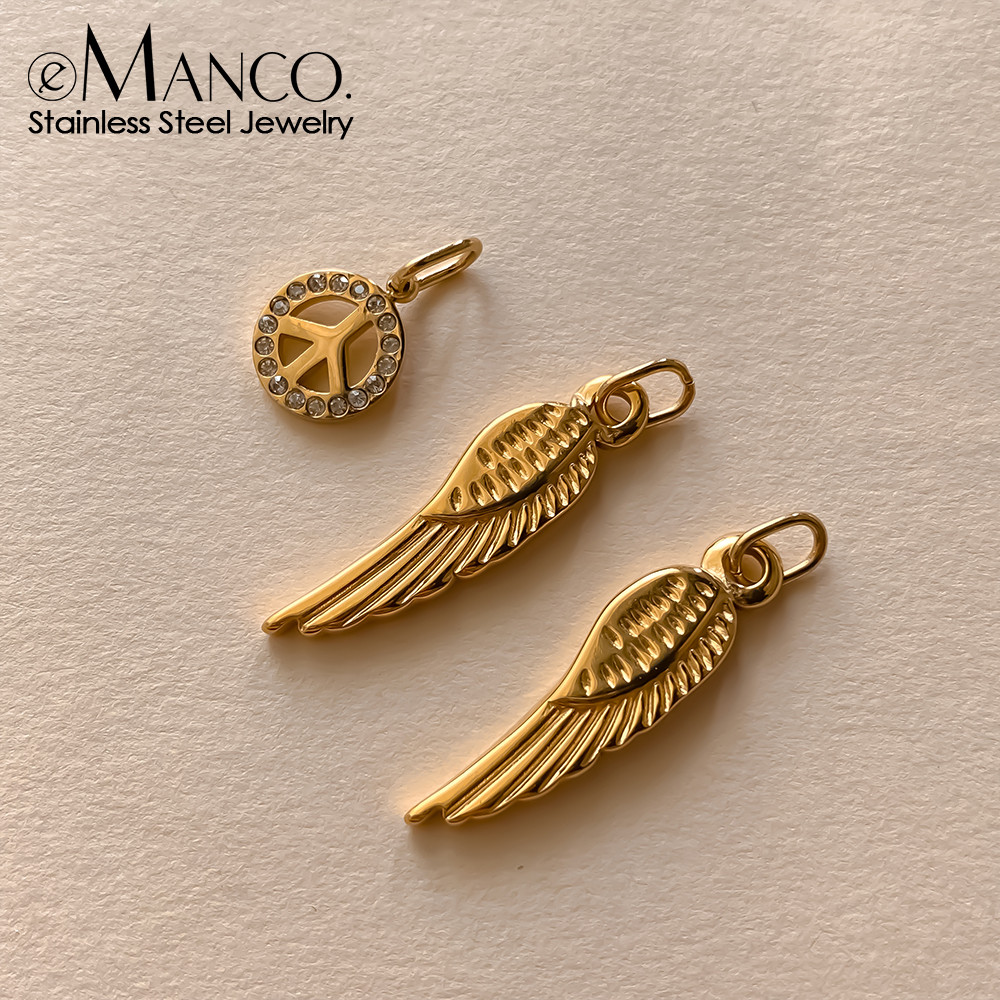 Emanco Vintage Creative Wings Charms สแตนเลส สร้อยข้อมือและสร้อยคอดекor สำหรับทำของขวัญDIY