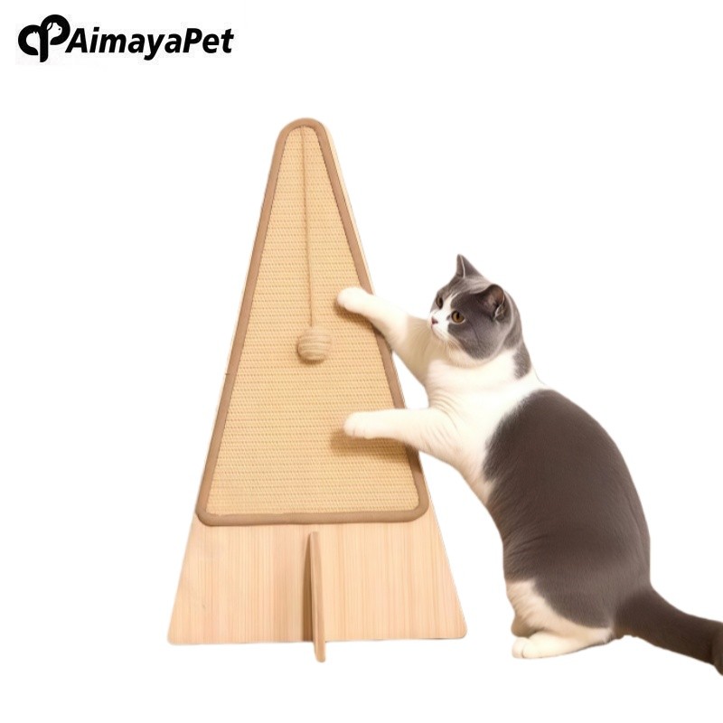AimayaPet Sisal Cat Scratching Board แนวตั้งติดผนังสามเหลี่ยม Scratcher - 3666 ซม.