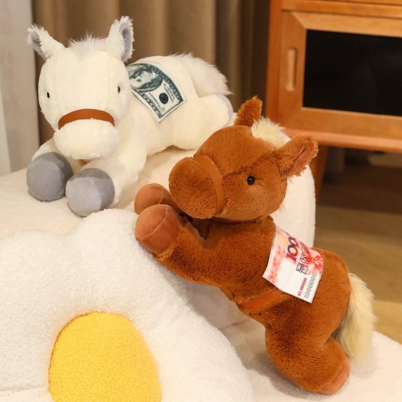 40 ซม.ตุ๊กตาของเล่น Dollar Rmb Money Horse Pony ตุ๊กตาของเล่นวันเกิดวาเลนไทน์ของขวัญคริสต์มาส