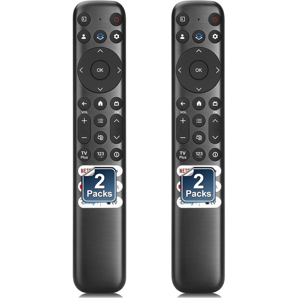[แพ็ค 2] รีโมททดแทนสําหรับ TCL-Google-TV-Remote, RC813 เข้ากันได้กับ Q6/Q7/QM8/S3/S4 Series FHD HDR 