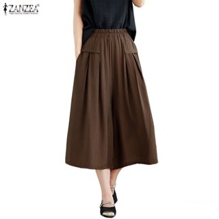 ZANZEA กางเกงกระโปรงยืดสำหรับผู้หญิง ออกแบบตามแฟชั่นเกาหลี ม…