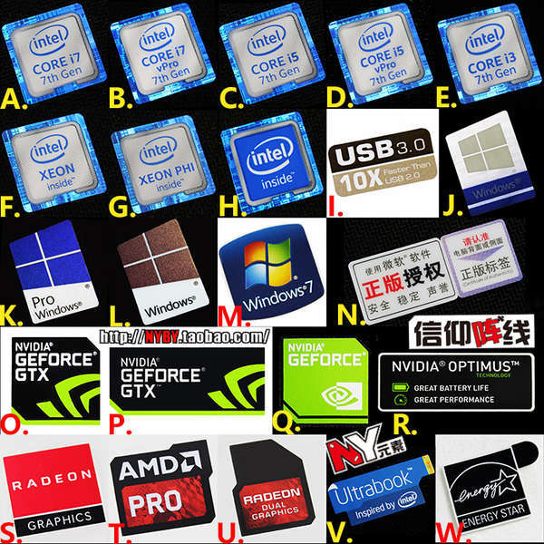 ใหม่ Original core 7th Generation 7th Generation core i3 i5 i7 win10 แล็ปท็อป CPU สติกเกอร์ฉลาก