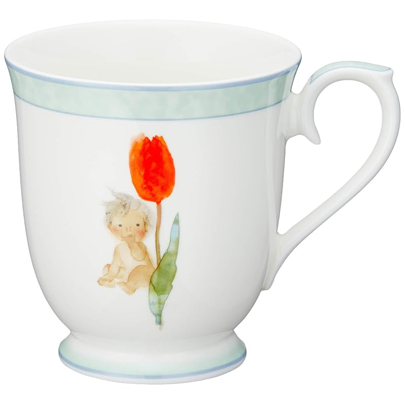 NARUMI Tulip and Baby Mug, by Chihiro Iwasaki, 290cc, Floral Design, Cute, Simple, Gift, Microwave S