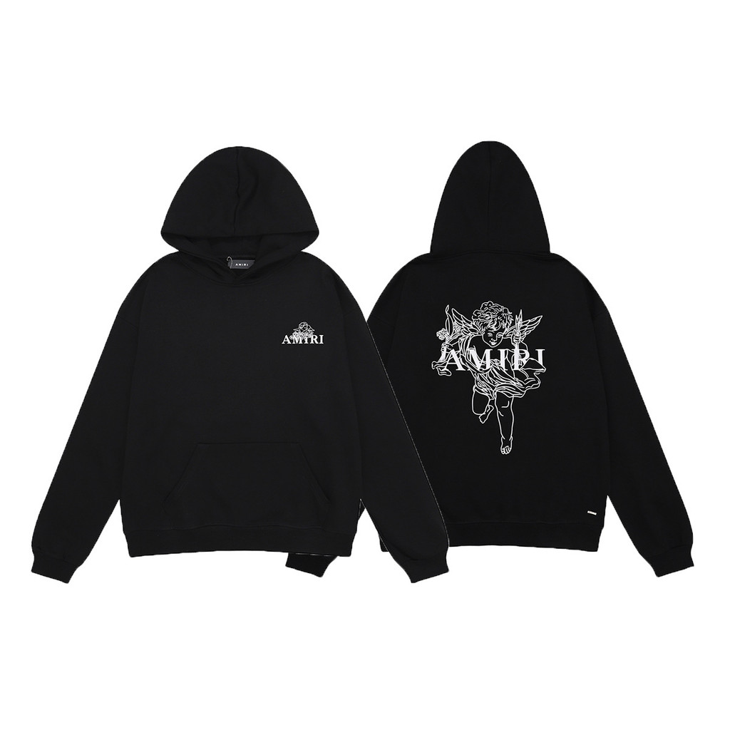 AMIRI American High Street ผู้ชายผู้หญิงสไตล์เดียวกันพิมพ์เสื้อกันหนาวมีฮู้ด