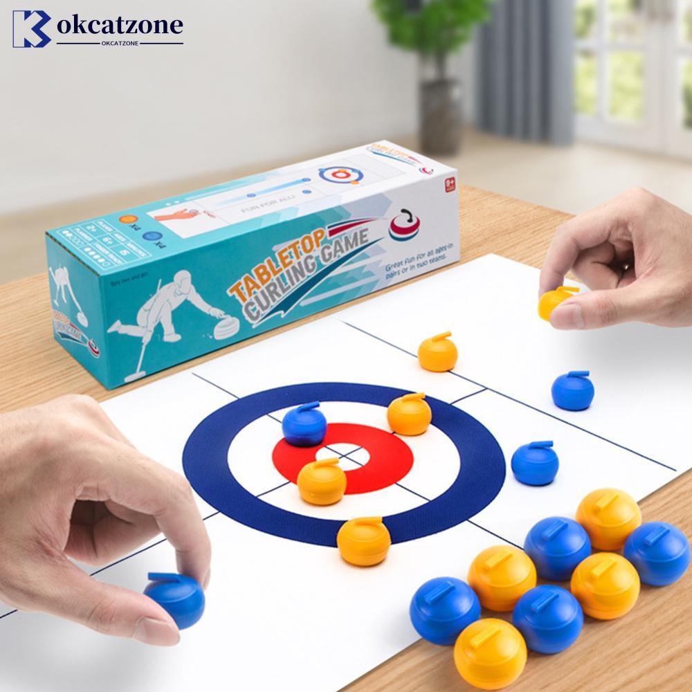 OKCATZONE โต๊ะ Curling เกมชุดในร่มหลายคนทีมการแข่งขัน Party Ice Curling Battle จําลองของเล่นกีฬาเกมค