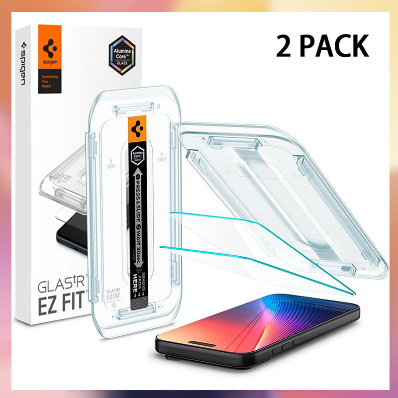 Spigen 2 Pack GlasTR EZ FIT สำหรับ iPhone 17, กระจก 9H, การป้องกันเซ็นเซอร์