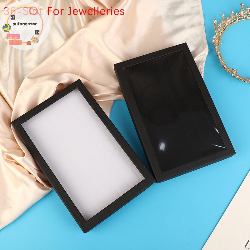 Pufangstar 36-Slot เครื่องประดับแหวนกล่องถาด Organizer ต่างหู Trinket แสดงกรณีกํามะหยี่ Organizer กล