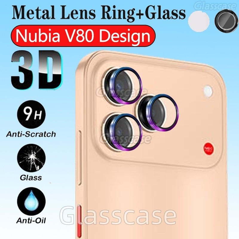 [สต๊อกพร้อม]เลนส์กล้องโลหะสําหรับ ZTE Nubia Blade V80 V 80 Design Max V80Design V80Max V80Pro NubiaV80Design 2025 9H HD อลูมิเนียมโลหะผสมโลหะกล้องเลนส์ป้องกันฟิล์ม