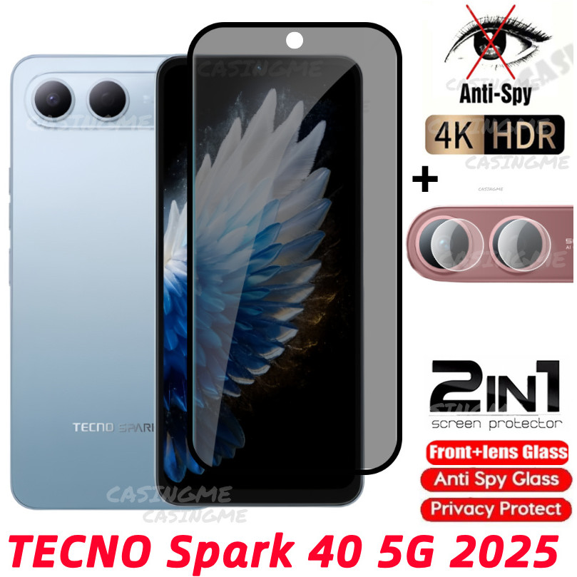 TECNO Spark 40 5G 2025 กระจกนิรภัยส่วนตัว Anti-Spy เต็มหน้าจอ Protector Anti Peek ฟิล์มความเป็นส่วนตัวสําหรับ TECNO Spark40 40Spark Spark 40C 40 C 4G 5G Anti Peek ฟิล์มความเป็นส่วนตัว