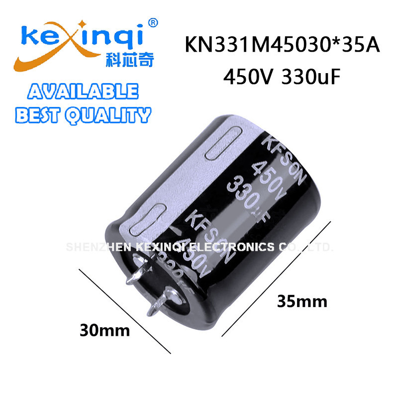 (1 ชิ้น) 450V 330uF D30xL35 มม.1.18x1.38in KN331M45030*35A Snap-In ตัวเก็บประจุอลูมิเนียมอิเล็กโทรลี